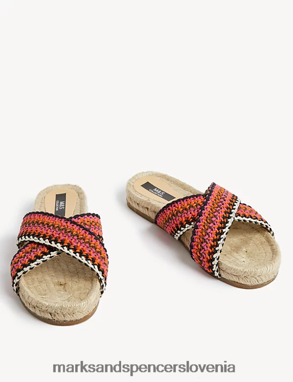 tkane crossover ravne espadrile roza mešanica Marks & Spencer obutev ženske 6T8F6X1089