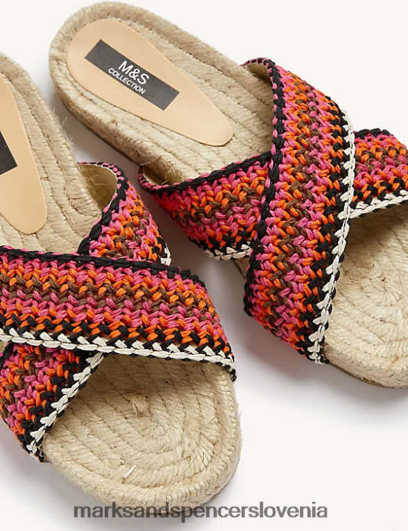 tkane crossover ravne espadrile roza mešanica Marks & Spencer obutev ženske 6T8F6X1089