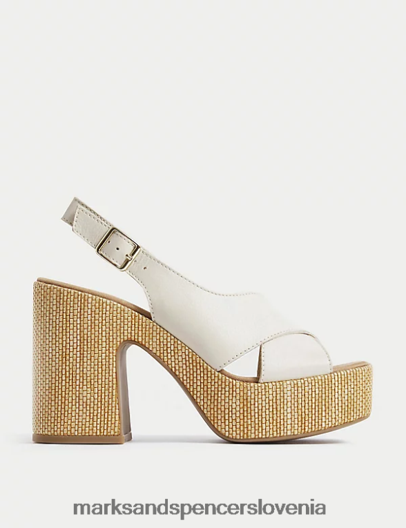 usnjeni crossover sandali s platformo slonovina Marks & Spencer obutev ženske 6T8F6X3045