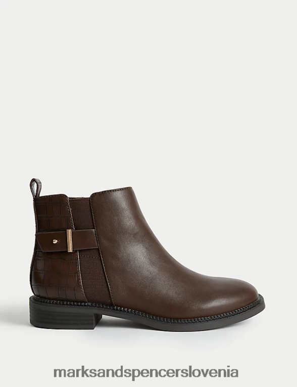 gležnarji s krokodilsko zaponko rjav Marks & Spencer obutev ženske 6T8F6X1389