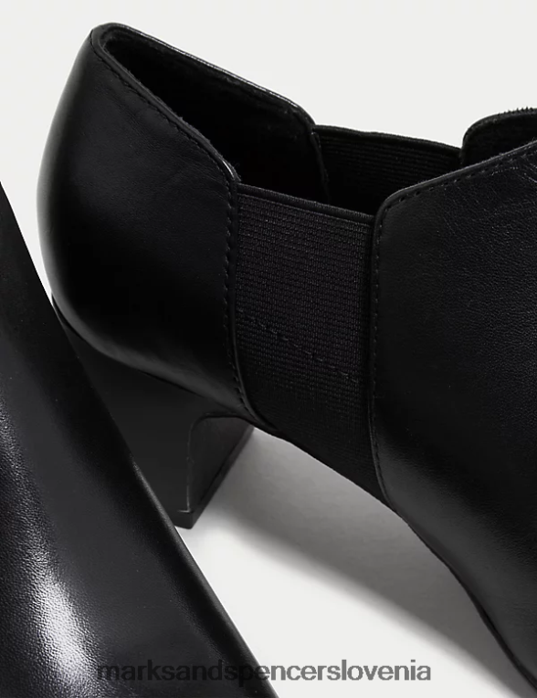 usnjeni čevlji z blok peto Črna Marks & Spencer obutev ženske 6T8F6X2282