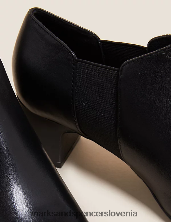 usnjeni čevlji z blok peto Črna Marks & Spencer obutev ženske 6T8F6X2282